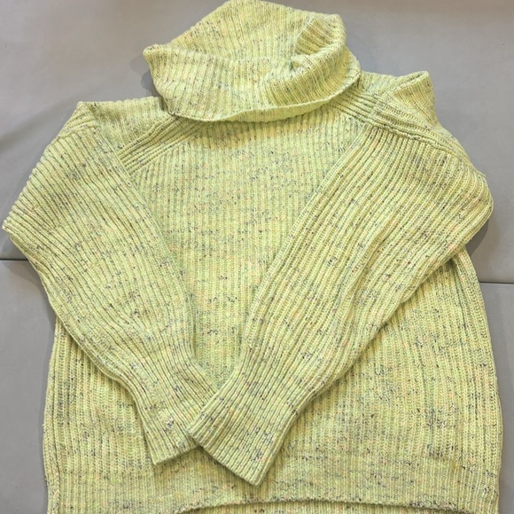 Free People Leo Tunic Cowl-Neck Yellow Confetti Knit Sweater - Picture 2 of 5